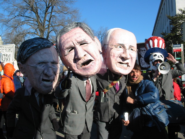 Donald Rumseld, George W. Bush and Dick Cheney joined the marchers.