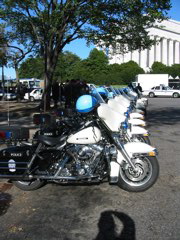 The Cops' Harleys all in a line